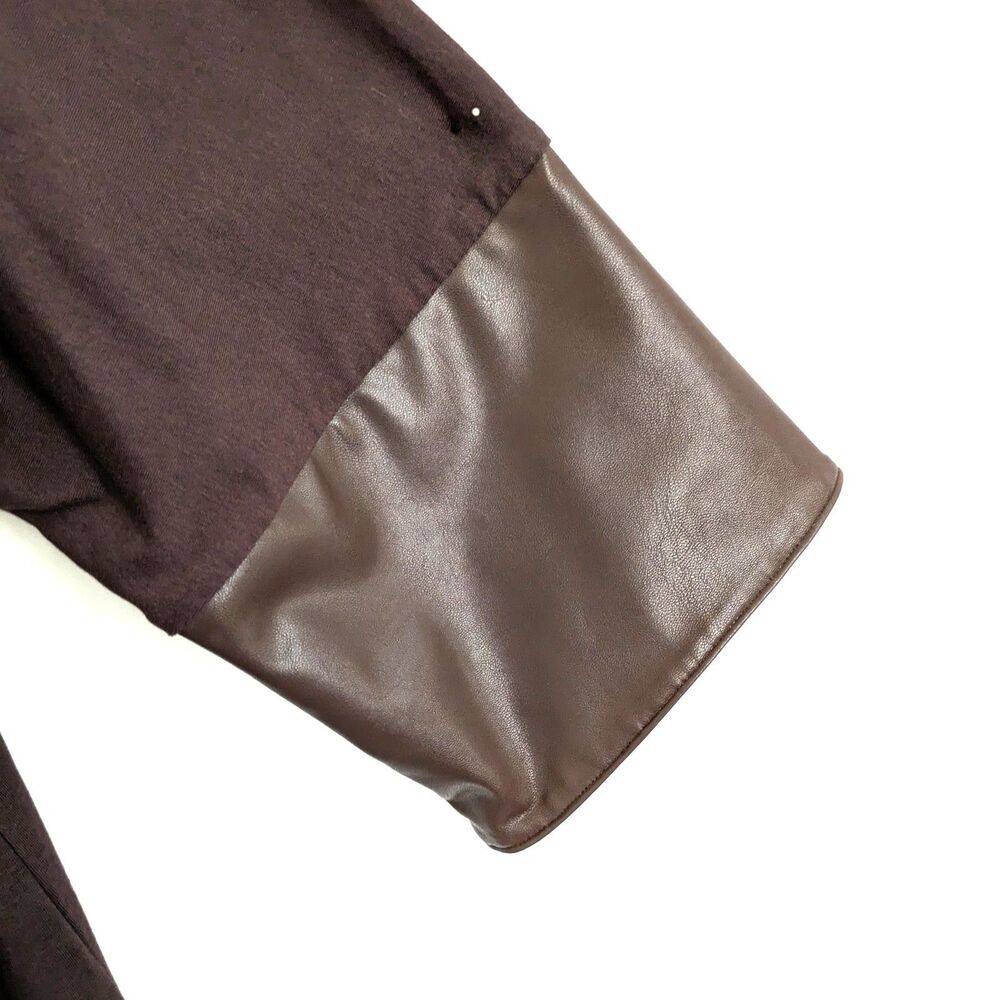 Belle by Kim Gravel TripleLuxe Knit Top with Faux Leather Cuffs M Stretch - Picture 8 of 14